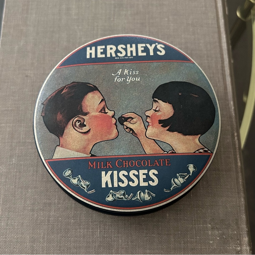 Vintage 1980’s  Hersheys Milk Chocolate Kisses Tin Can